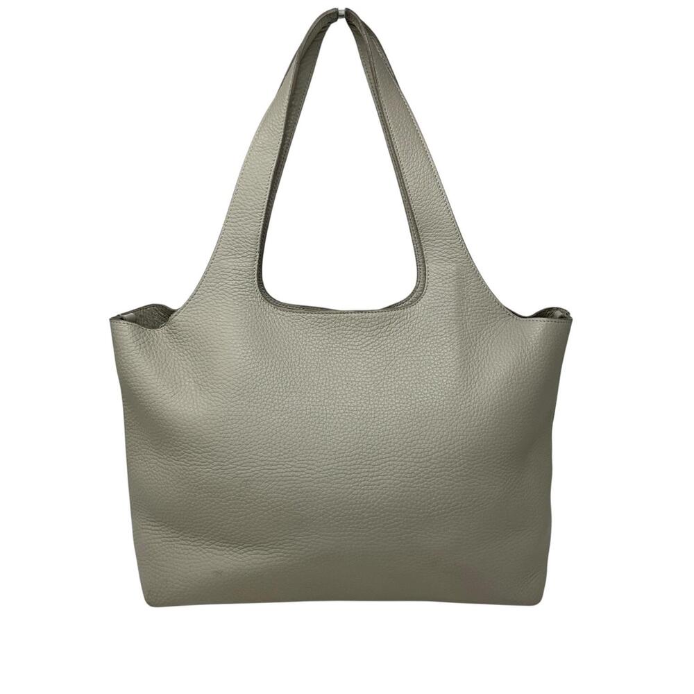 Cuyana Pebbled Leather Tote Bag Womens Large Gray Gold Hardware Made In Italy